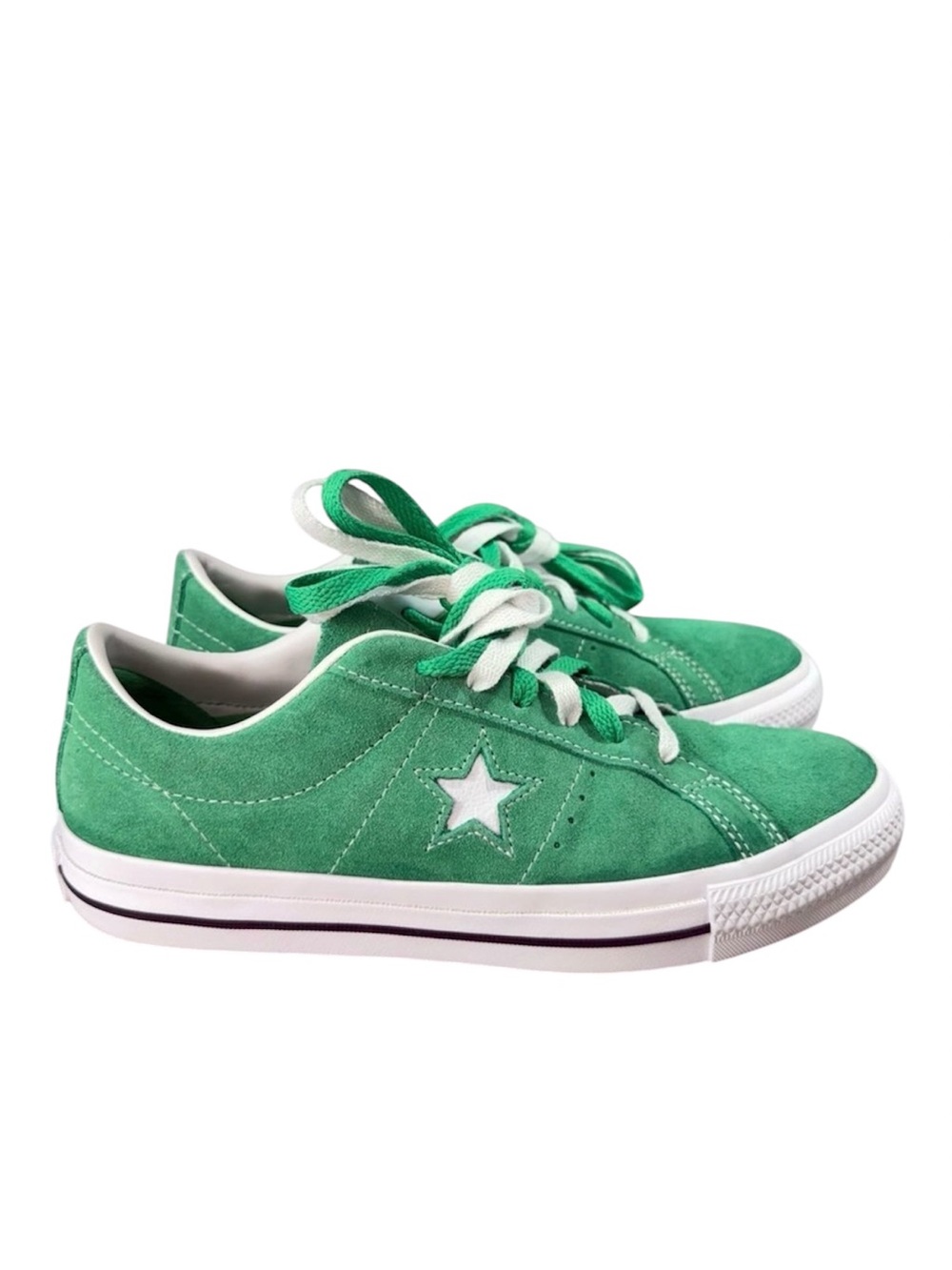 Converse One Star Pro Bright Green Suede Leather Sneakers